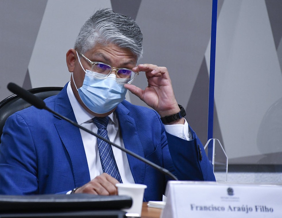 Francisco Araújo fala à CPI nesta quinta-feira. — Foto: Roque de Sá/Agência Senado