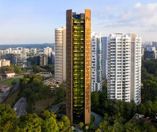  Novo arranha-céu em Singapura é mais um projeto a incorporar uso extenso de plantas nas varandas (Foto: Divulgação)