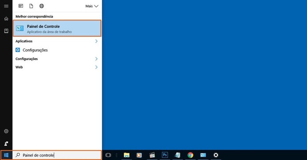 Acesse o painel de controle no Windows 10 — Foto: Reprodução/Barbara Mannara
