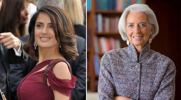 A atriz Salma Hayek e a diretora-gerente do FMI, Christine Lagarde, estão entre as convidadas do Women's Forum (Foto: Wikimedia Commons/FMI)