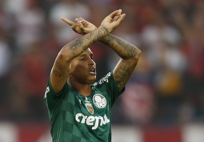 Deyverson comemora depois de marcar mais um para o Palmeiras e recuperar vantagem na prorrogação REUTERS