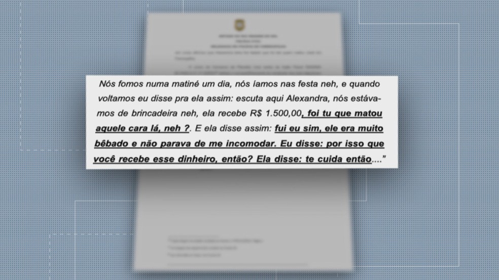 Trecho de depoimento de segundo marido de Alexandra Dougokenski — Foto: Reprodução/RBS TV