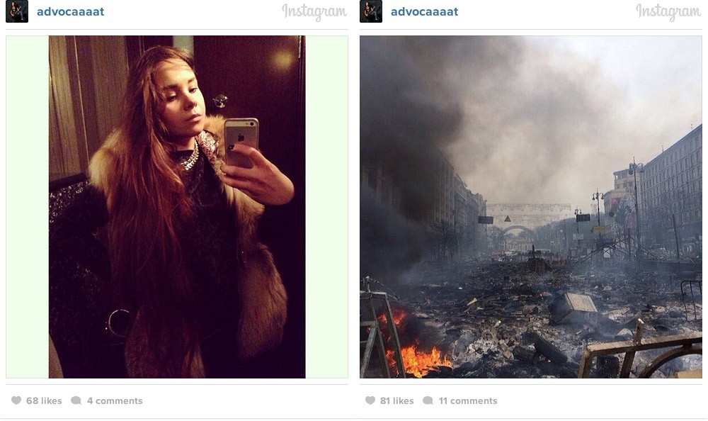 Selfie vs. cidade em chamas (Foto: Reprodução)