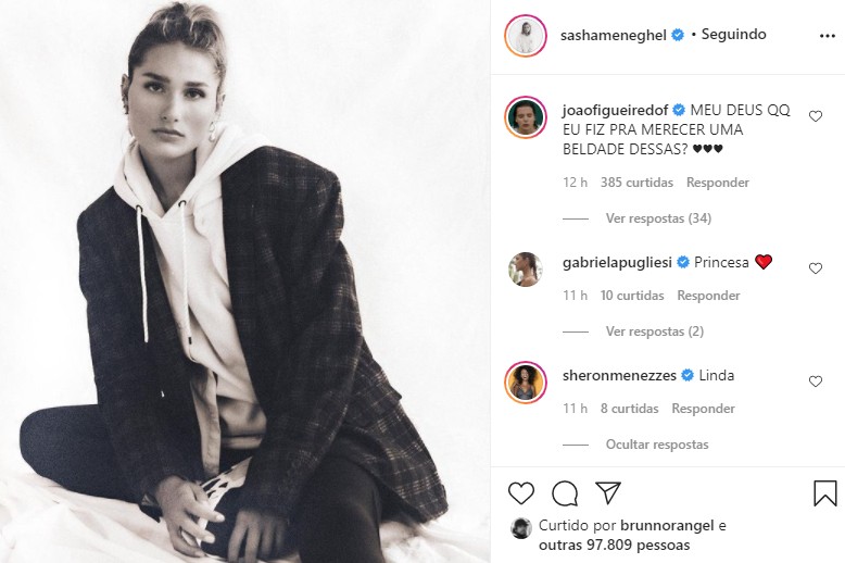 João Figueiredo se derrete em foto de Sasha Meneghel (Foto: Reprodução / Instagram)