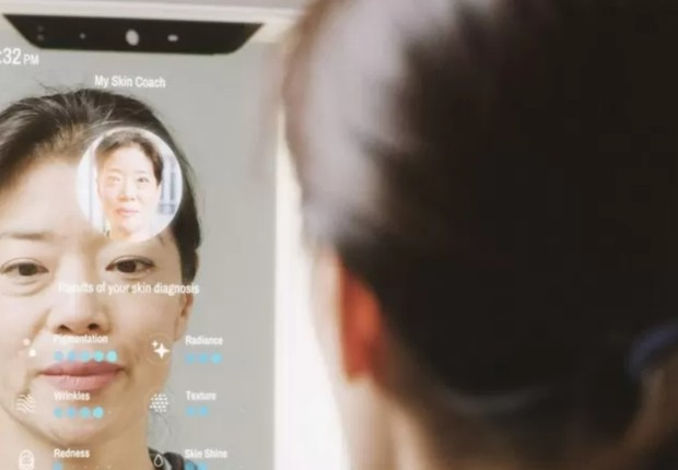 Espelhos de saúde inteligentes que usam sensores para verificar a pele também estão disponíveis (Foto: CARE OS)