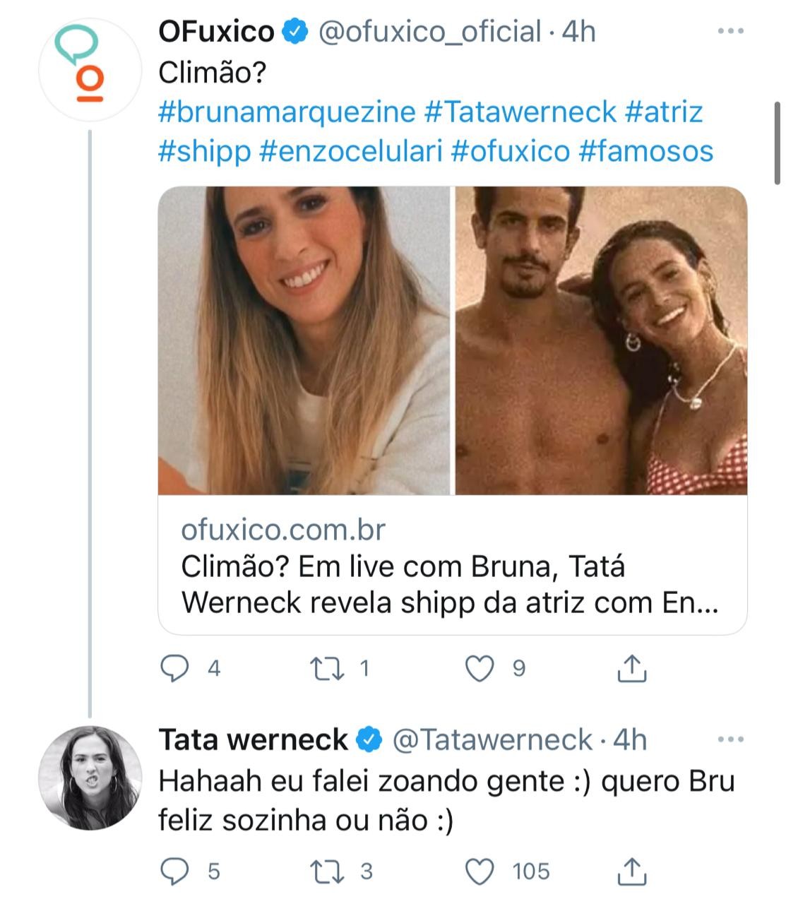Após comentário em live, Tatá Werneck revela torcida por Bruna Marquezine (Foto: Reprodução/Instagram)