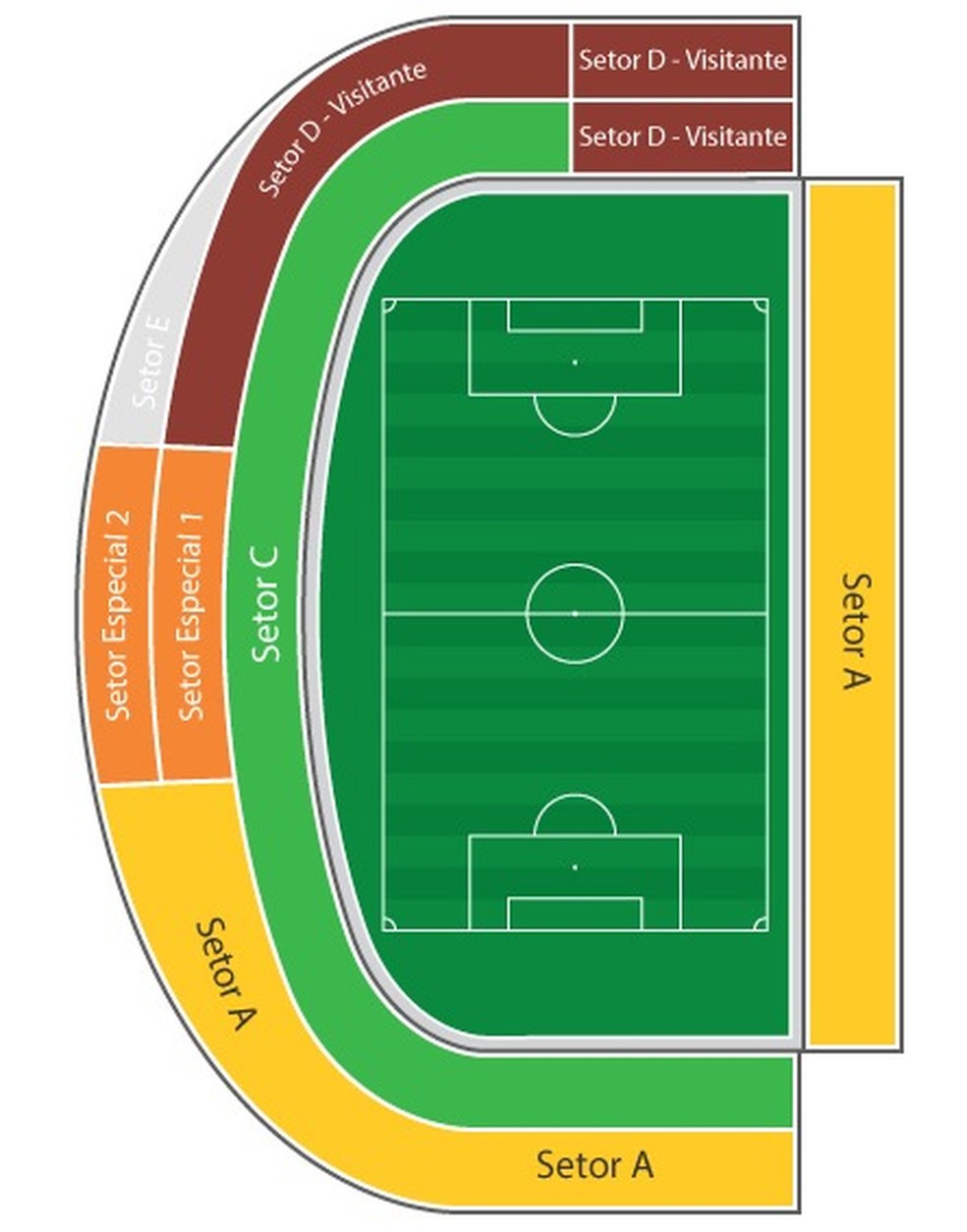 Mapa indica setores do Estádio Rei Pelé — Foto: Reprodução