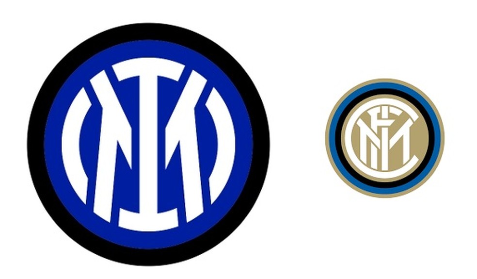 Novo escudo da Inter ao lado do anterior (em menor escala na imagem) — Foto: DIVULGAÇÃO