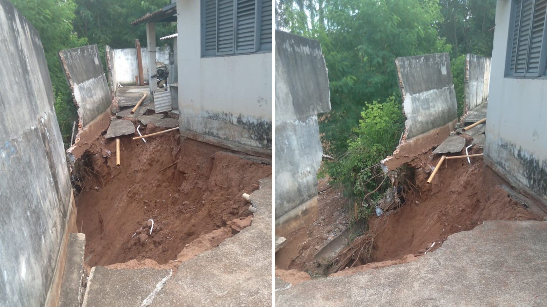 Moradores são retirados de casa após erosão derrubar parte de muro e comprometer estrutura em Bauru 
