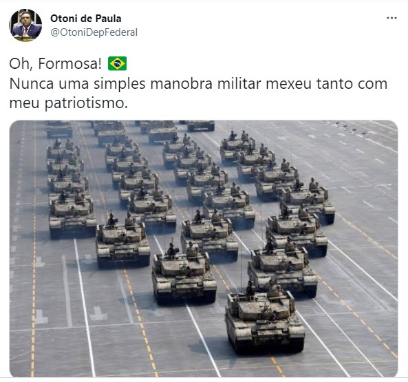 Deputado Otoni de Paula comete gafe ao usar tanques da China para falar de desfile do Exército brasileiro