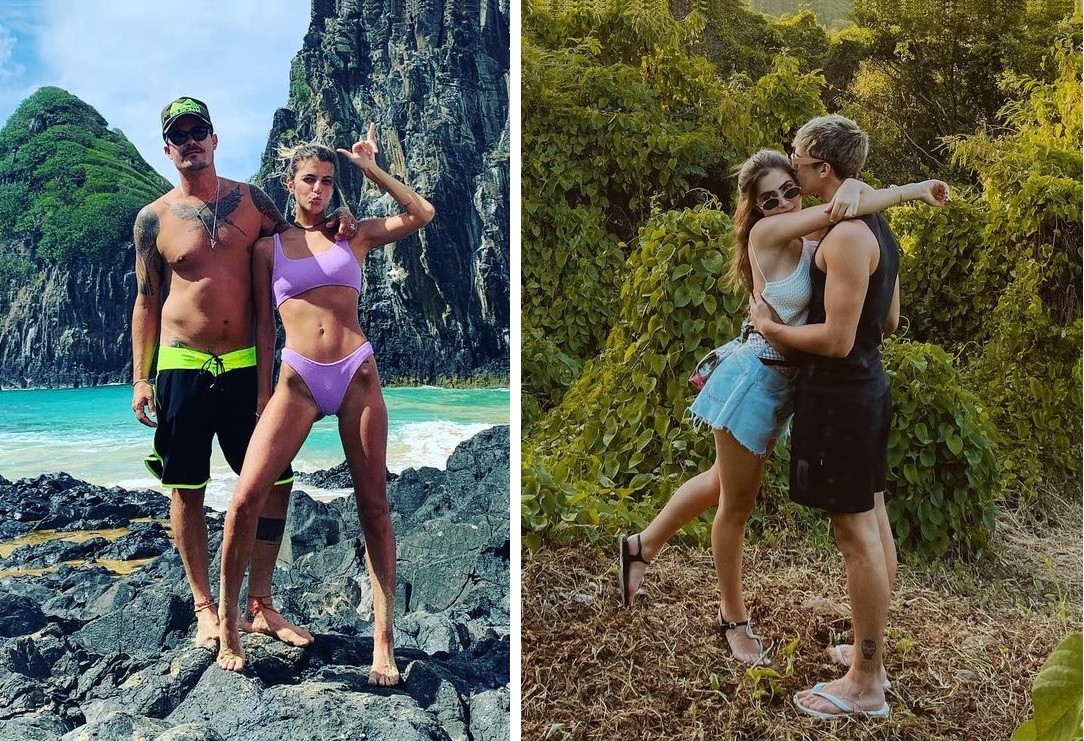 Paulo Vilhena e Maria Luiza e João Guilherme e Jade Picon foram alguns dos casais que escolheram Noronha como destino para fim de ano (Foto: Reprodução/Instagram)