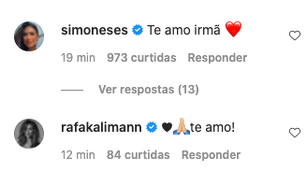 Amigos apoiam Simaria — Foto: Reprodução/Instagram