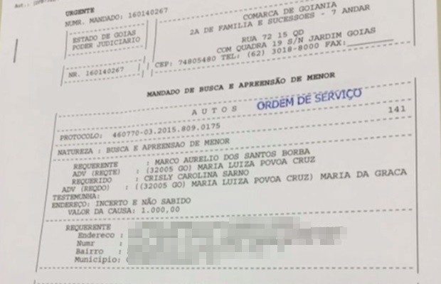 Justiça expediu mandados de busca e apreensão, mas criança não foi localizada, em Goiás (Foto: Reprodução/TV Anhanguera)