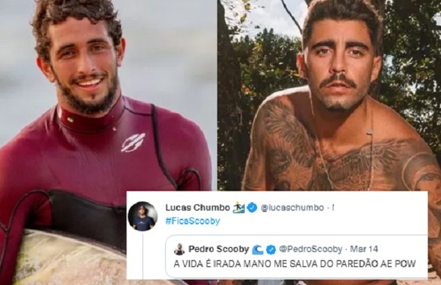 Lucas Chumbo, amigo de Pedro Scooby do surfe, costuma fazer mutirão e torcer pelo atleta (Foto: Reprodução)