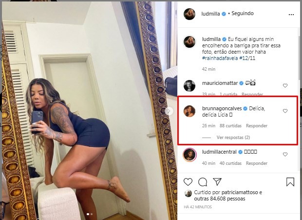 Ludmilla ganha elogio de Brunna Gonçalves (Foto: Reprodução/Instagram)