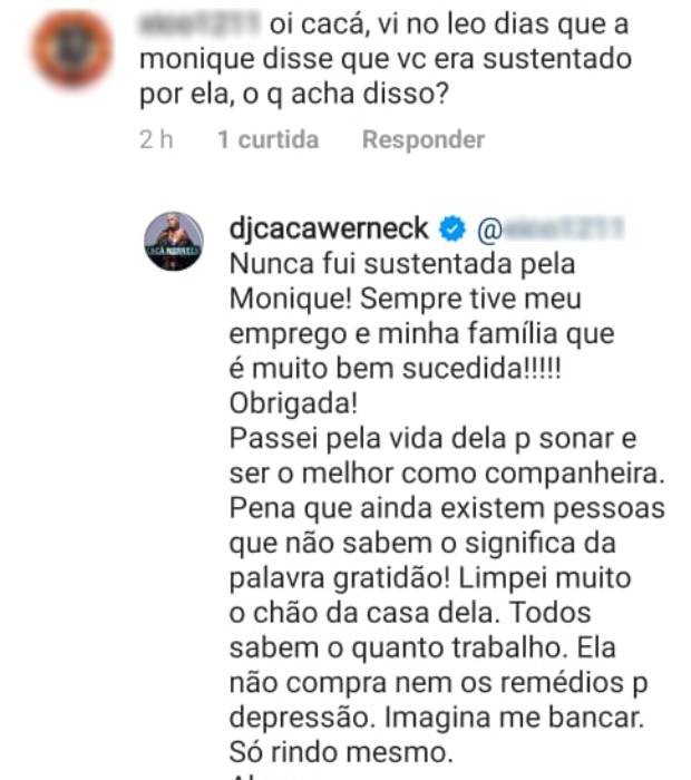 Cacá Werneck responde a comentários de seguidores sobre fim de namoro com Monique Evans (Foto: Reprodução/Instagram)