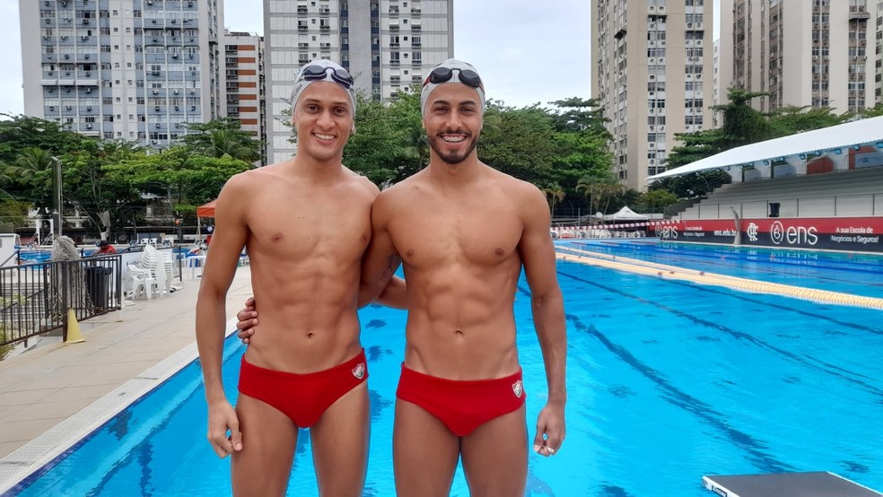 Fabiano e Kennedy do nado artístico — Foto: Thiago Fernandes