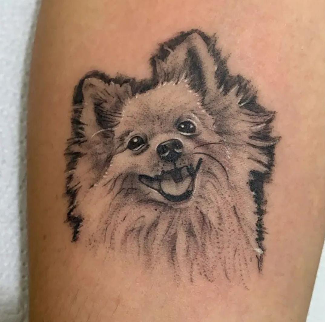 Larissa, tutora de Brisa, gosta de sentir a companhia constante da cadela desde que fez sua tatuagem (Foto: Marcos Tavares)