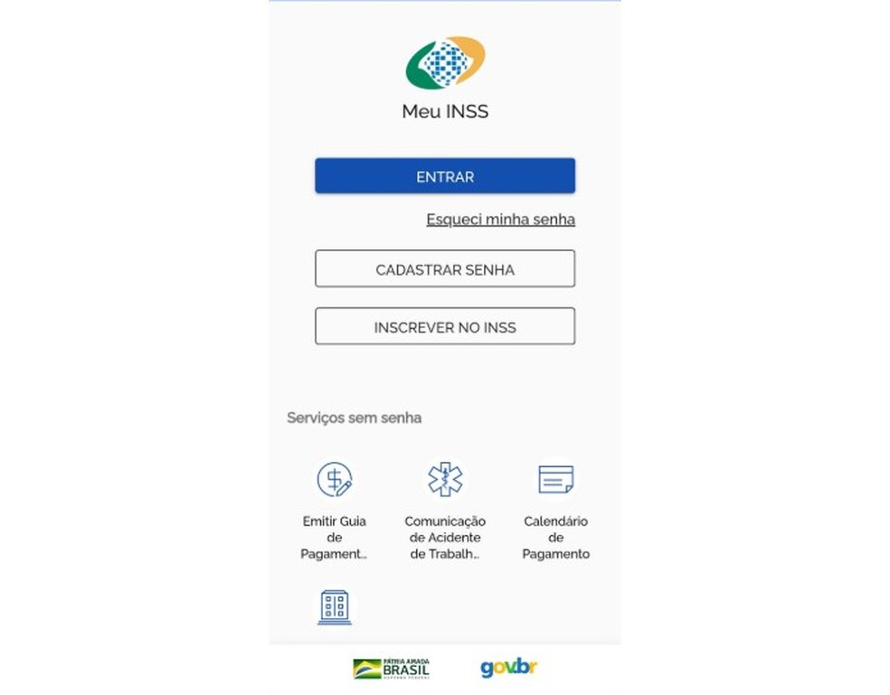 Mesmo sem cadastro de senha é possível acessar alguns dos serviços do Meu INSS — Foto: Reprodução/Jeniffer Cavalcanti