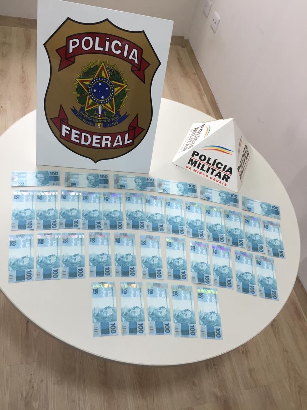 Parte do dinheiro apreendido pela PF em parceria com a PM — Foto: Polícia Federal / Divulgação