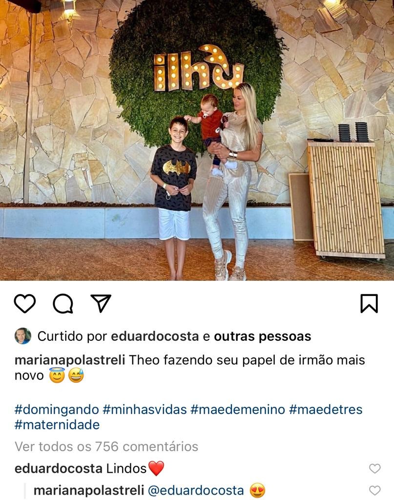 Mariana e cantor continuam trocando mensagens carinhosas no Instagram (Foto: Reprodução/Instagram)