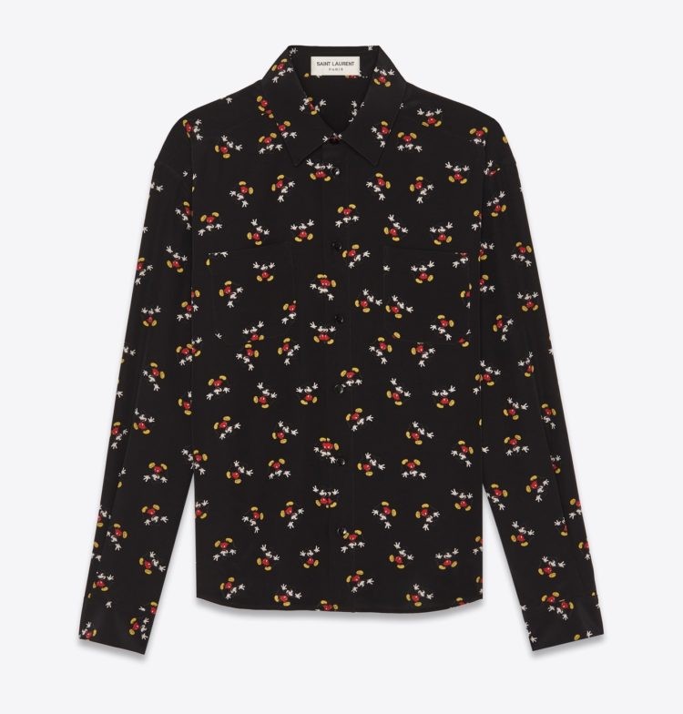 Camisa YSL com estampa de Mickey Mouse