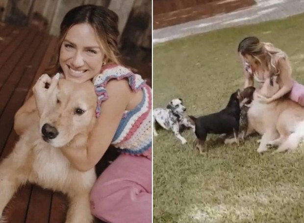 Giovanna Ewbank se diverte com seus cachorros (Foto: Instagram/ @gioewbank/ Reprodução)