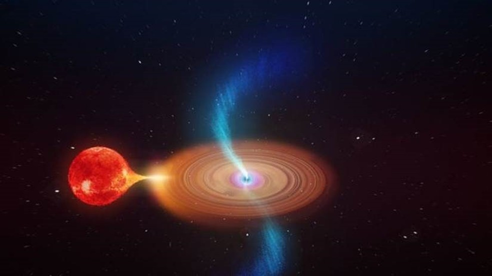 O buraco negro dispara jatos de plasma ao sugar material de uma estrela companheira — Foto: Icrar