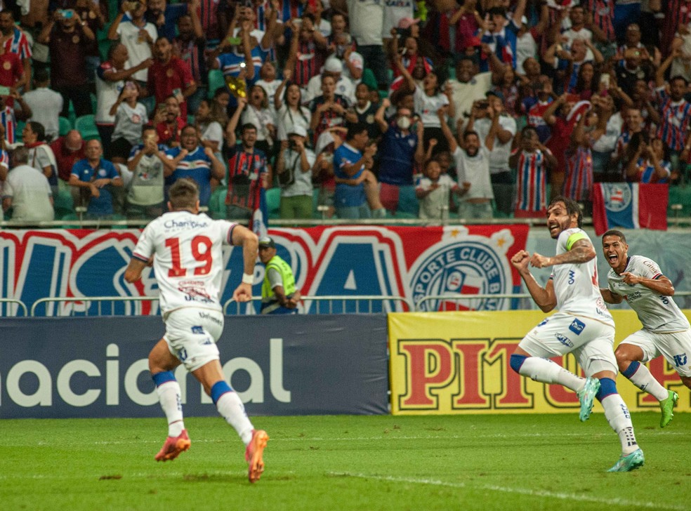Comemoração do gol de Lucas Mugni (19), Bahia x Guarani, Série B  — Foto: Jhony Pinho/AGIF