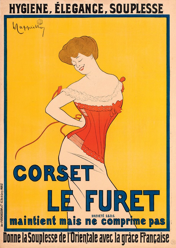 Corset Le Furet (1901), de Leonetto Cappiello (Foto: © Les Arts Décoratifs / Photo : Jean Tholance, Stephin Merritt ©Roz Chast / Divulgação)