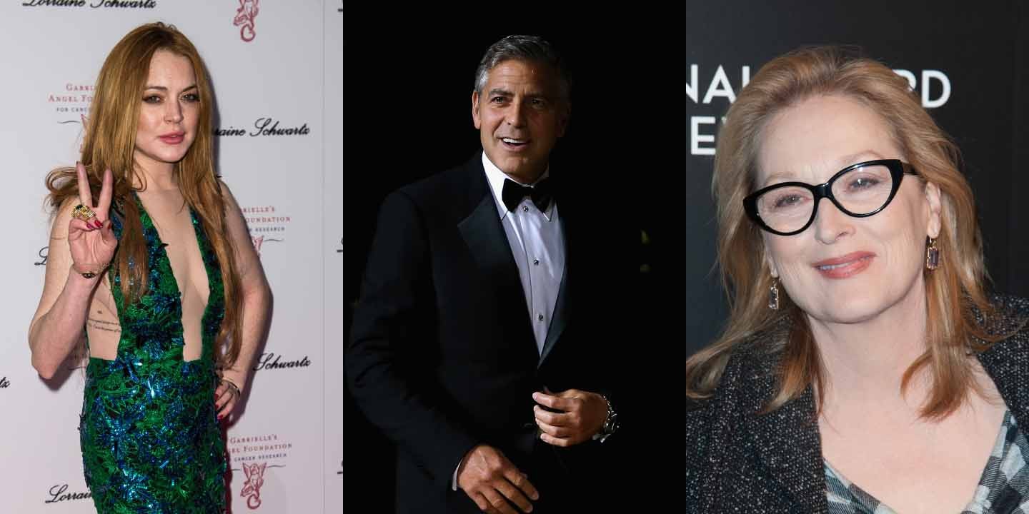 Lindsay Lohan, George Clooney e Meryl Streep. (Foto: Getty Images)