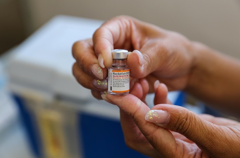 Dose de vacina infantil contra a Covid-19 fabricada pela Pfizer — Foto: Gil Leonardi/Imprensa MG