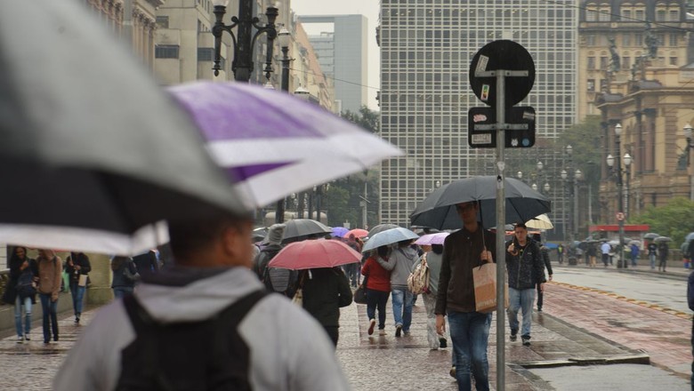 chuva-são paulo-pedestre-viaduto do chá (Foto: Rovena Rosa/Agência Brasil)