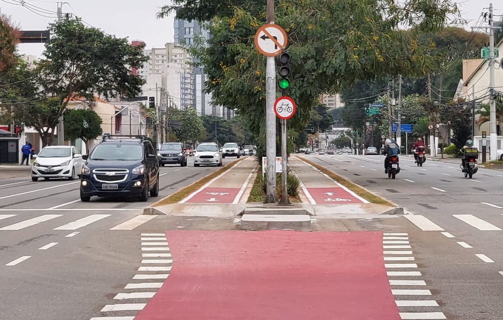 Trecho de ciclovia no canteiro central da Avenidas Brasil, que faz liga&ccedil;&atilde;o com o Parque do Ibirapuera. &mdash; Foto: Rodrigo Rodrigues/G1