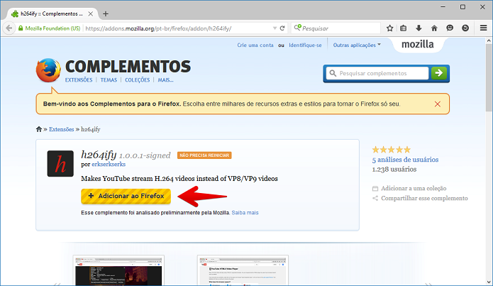 Instale o plugin h264ify no Firefox (Foto: Felipe Alencar/TechTudo)