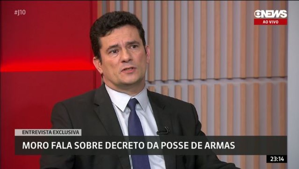 Sergio Moro, ministro da Justiça, durante entrevista à GloboNews — Foto: Reprodução