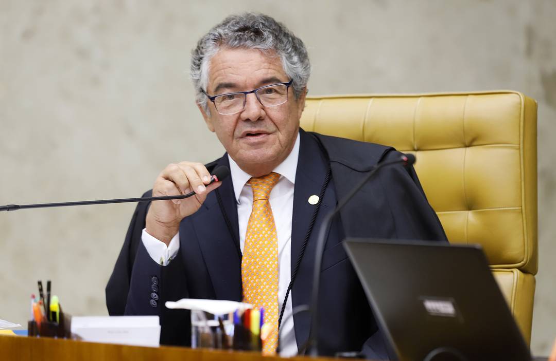 O ministro Marco Aurélio Mello durante sessão do Supremo Tribunal Federal nesta quarta-feira (23)