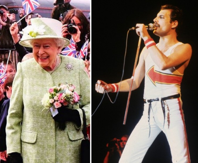 A Rainha Elizabeth 2ª e o músico Freddie Mercury (Foto: Getty Images)