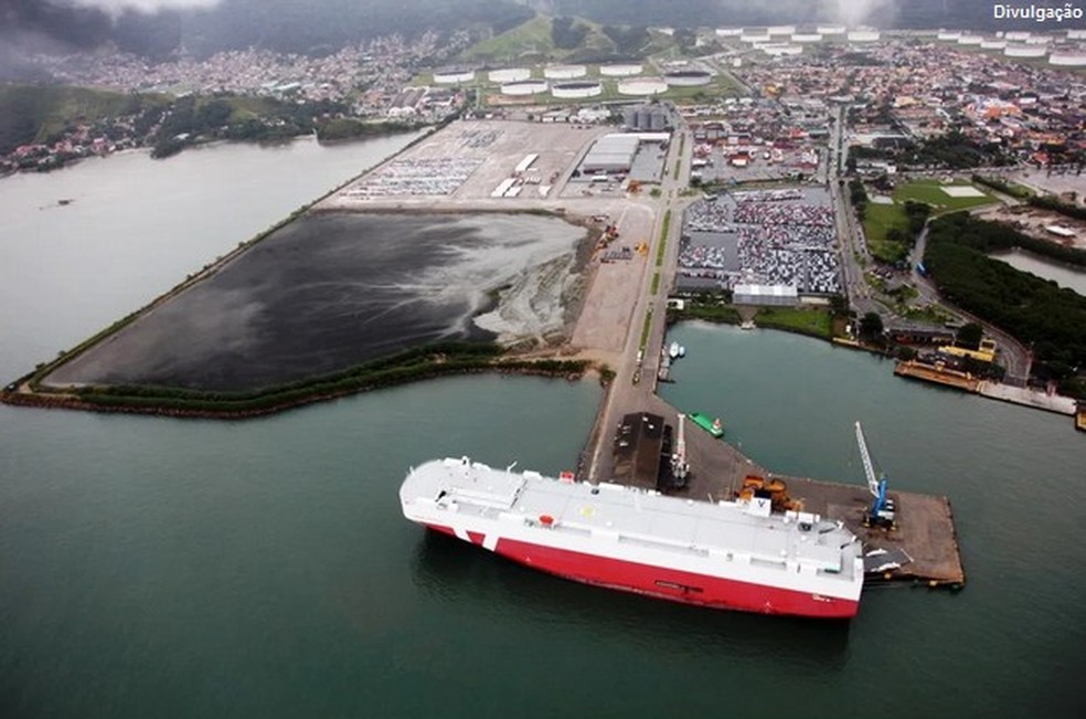 Funcionários do porto de São Sebastião entraram em greve na manhã desta quinta-feira (27) — Foto: Divulgação / SINDAPORT