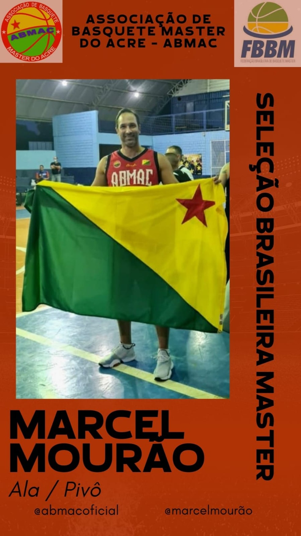 Marcel Mourão convocado para a Seleção Brasileira de Basquete Master — Foto: Divulgação/ABMAC