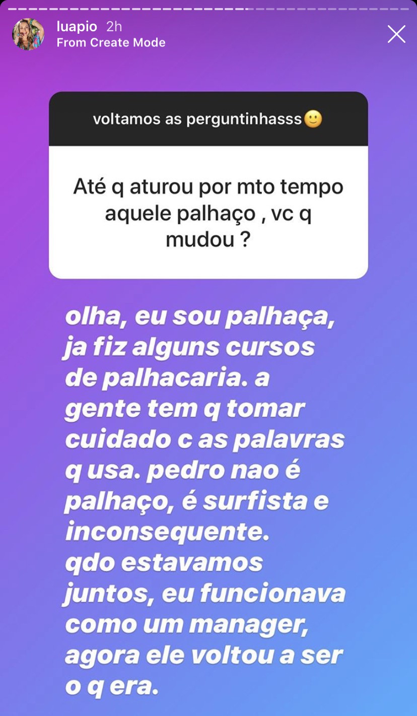 Luana Piovani solta o verbo em seu Instastories  (Foto: Reprodução/Instagram)