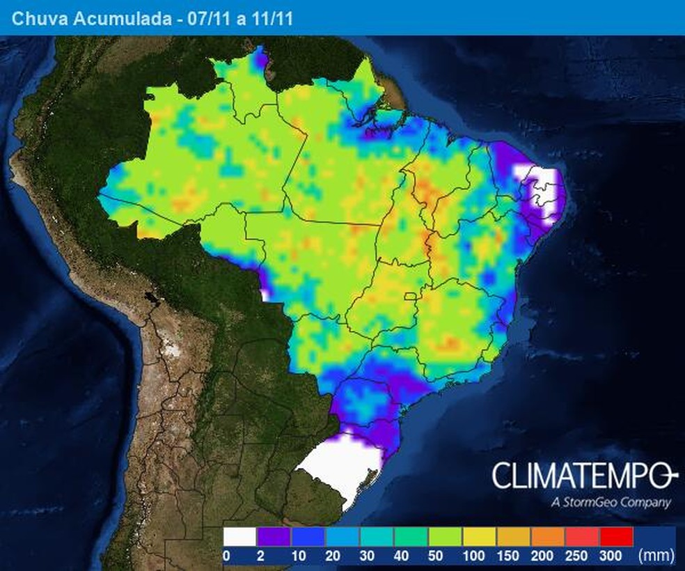 Em Mato Grosso, atenção para o potencial de chuva intensa, temporais e volumes na casa dos três dígitos pelo menos até sexta-feira (12). — Foto: Climatempo