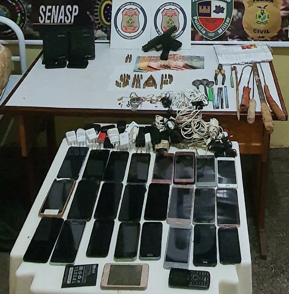 Polícia volta a apreender arma e munições em presídio no Amazonas, e servidores são afastados — Foto: Seap/Divulgação