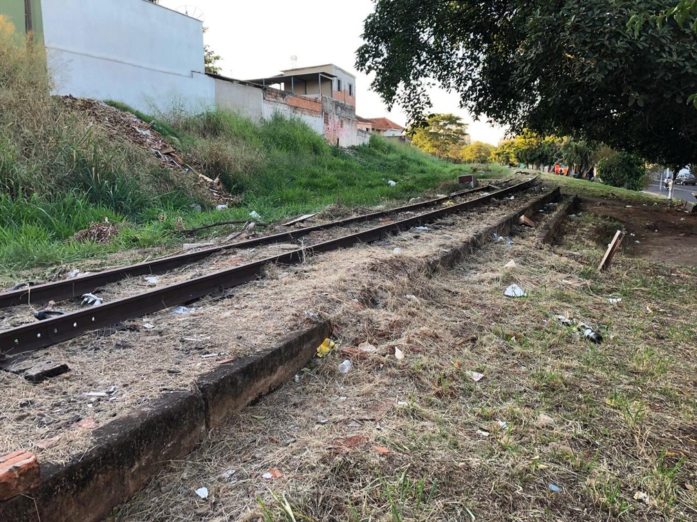 Ferrovia está abandonada na região de Presidente Prudente  — Foto: Luís Augusto Pires Batista/TV Fronteira