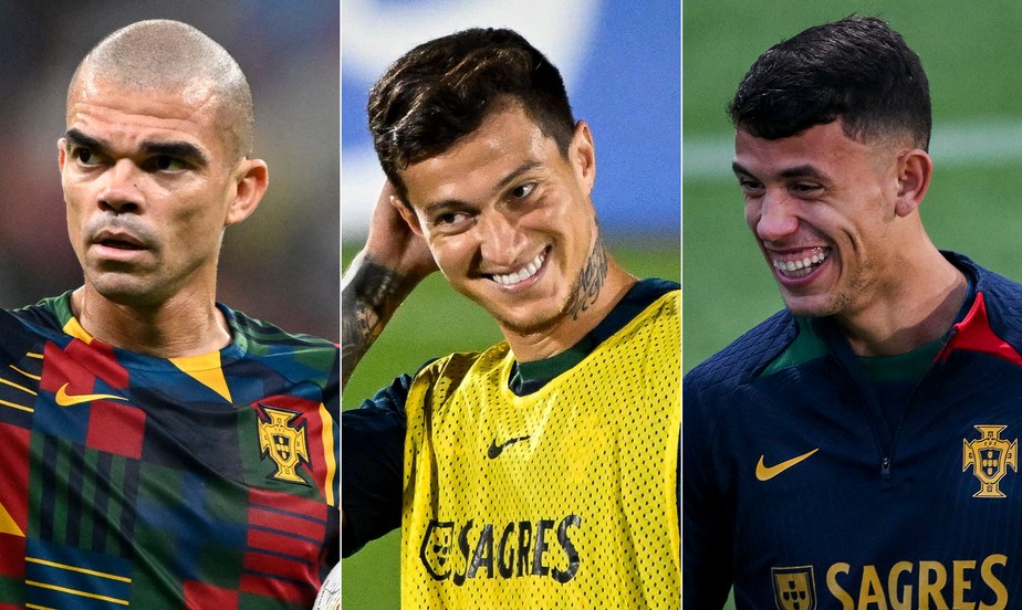 Pepe (à esquerda), Otávio e Matheus Nunes: trio de brasileiros naturalizados atua por Portugal na Copa do Mundo do Catar