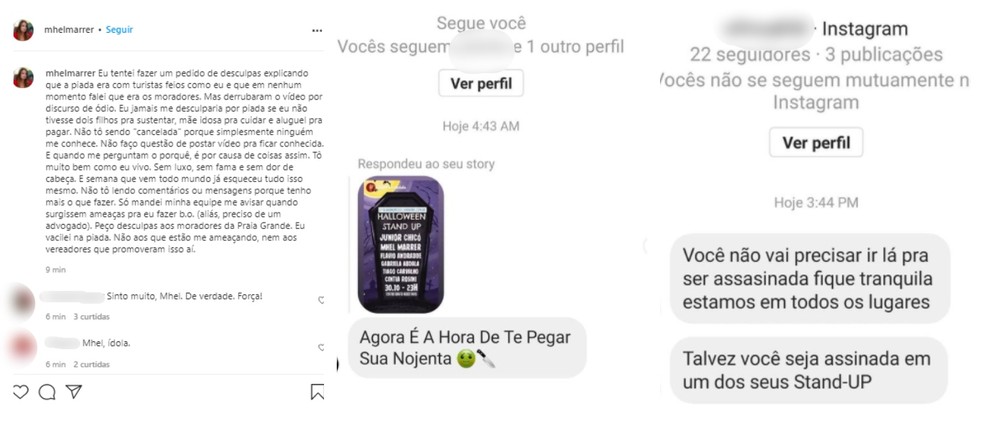 Atriz voltou a pedir desculpas e também mostrou ameaças que segue recebendo  — Foto: Reprodução/Instagram