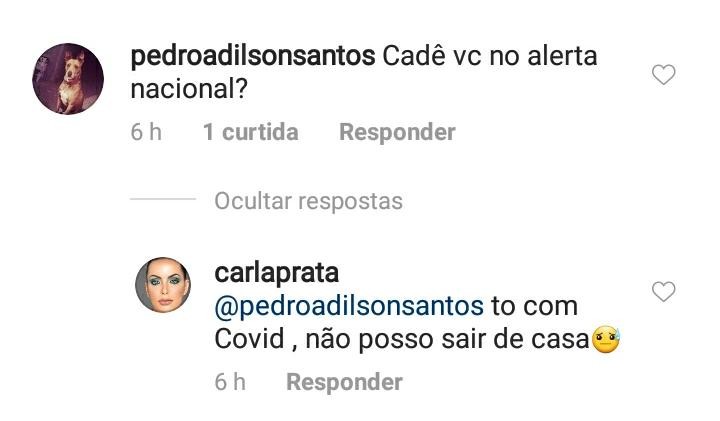 Carla Prata conta que está com Covid-19 (Foto: Reprodução / Instagram)
