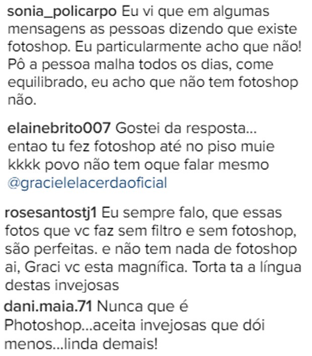 Graciele Lacerda recebe elogios (Foto: Reprodução/Instagram)