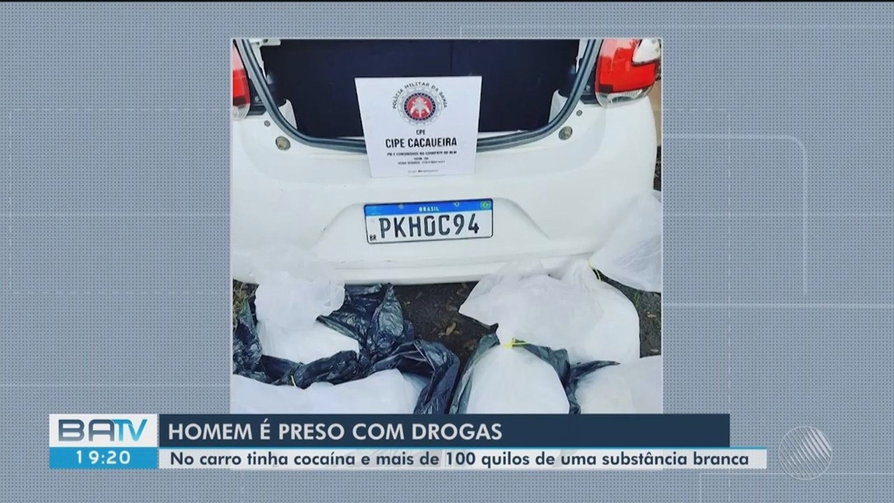 Polícia apreeende drogas em carro e um homem é preso em Itabuna, sul da Bahia