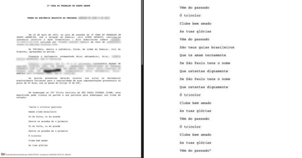 Juiz Diego Petacci é torcedor do São Paulo Futebol Clube e quis homenagear o time numa decisão judicial — Foto: Reprodução/Redes sociais